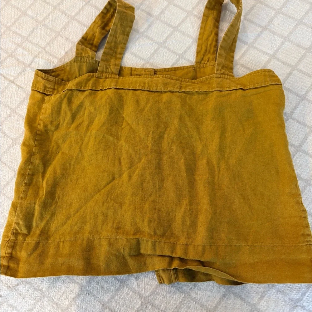Everlane 100% Linen Button-Front Tank Top — Mustard Yellow - Picture 2 of 4